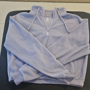 Me to We (Pacsun) Pastel Purple Fleece Quarter Zip V-Neck Sweater